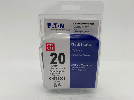 Eaton CHF220 Breaker, 20A, 2P, 120/240V, 10 kAIC, Type CH - New