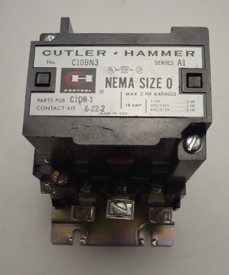 Cutler Hammer C10B-1 18 A 600 V AC Lighting Contactor - Used