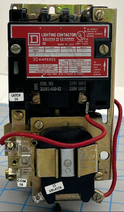 Square D 8903SMG11 3 Pole 30 Amp 250 VDC 110V-120V 50Hz-60Hz Lighting Contactor - Reconditioned