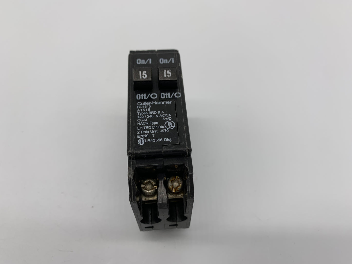 Cutler-Hammer CHBD1515 1-1 Pole 15-15 Amp Type BD Circuit Breaker - Used