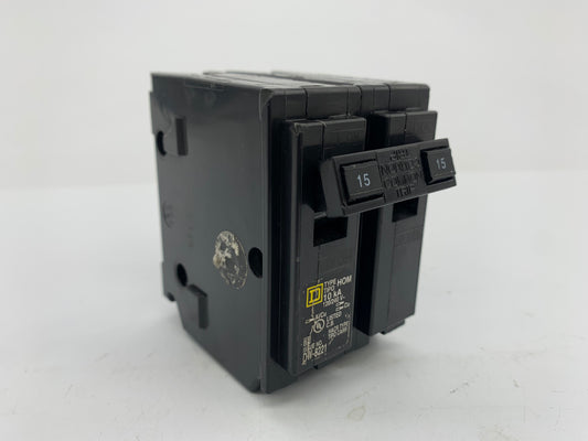 Square D HOM215 Plug-In Circuit Breaker 2-Pole 15 Amp 120/240 Volt AC - Used